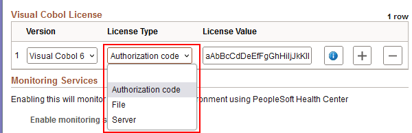 Seção Licença COBOL mostrando o menu Licença COBOL Visual