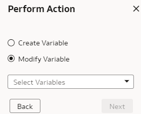 Opção Modificar variável