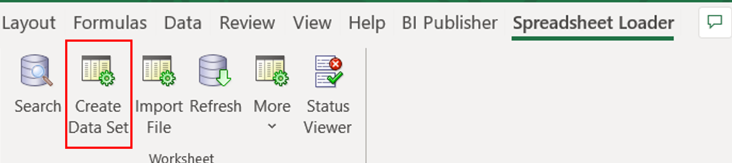 Clique em Create Data Set.