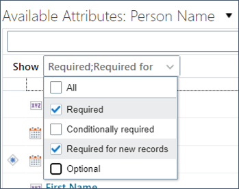 Selecione Obrigatório para novos registros na lista de opções de exibição.