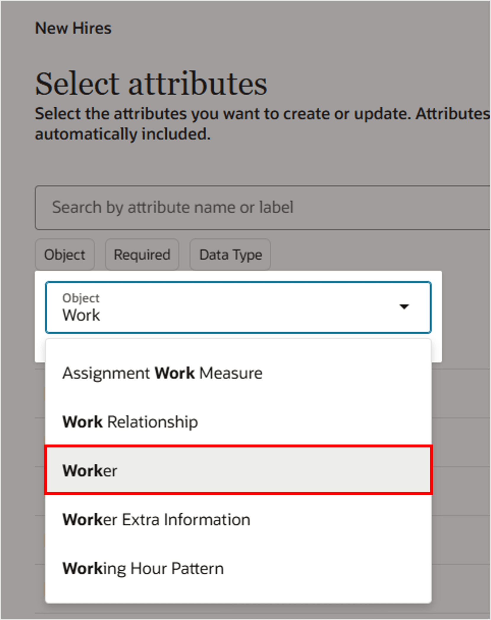 Filtrar para o objeto Worker