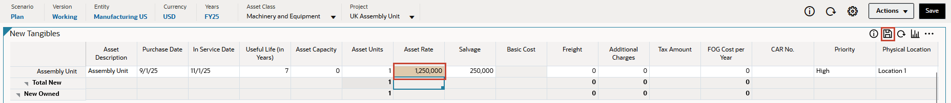 Modificando a taxa do ativo