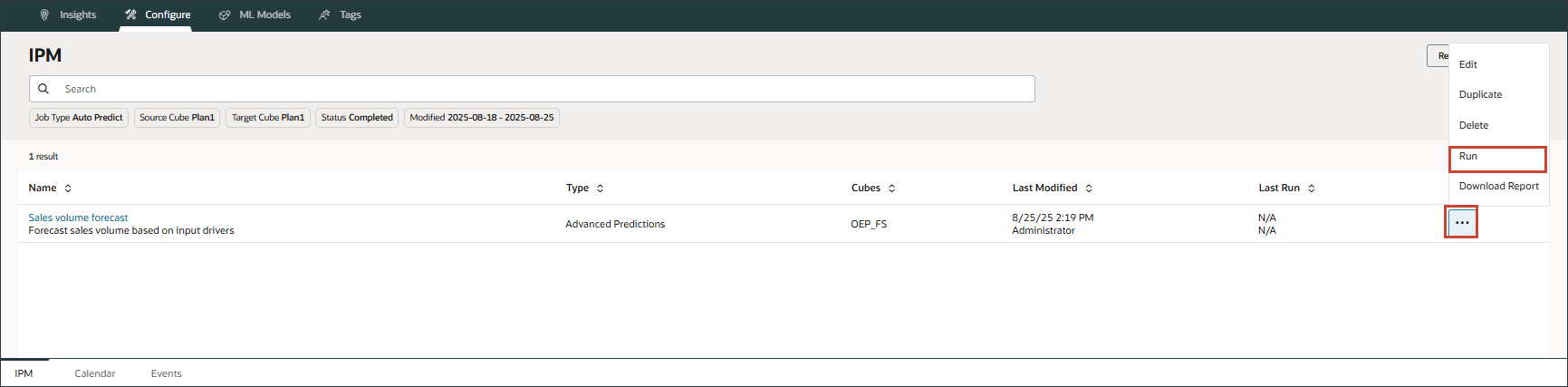 Executar previsão de volume de Vendas