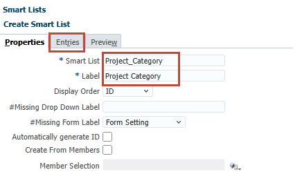 Propriedades da Smart List