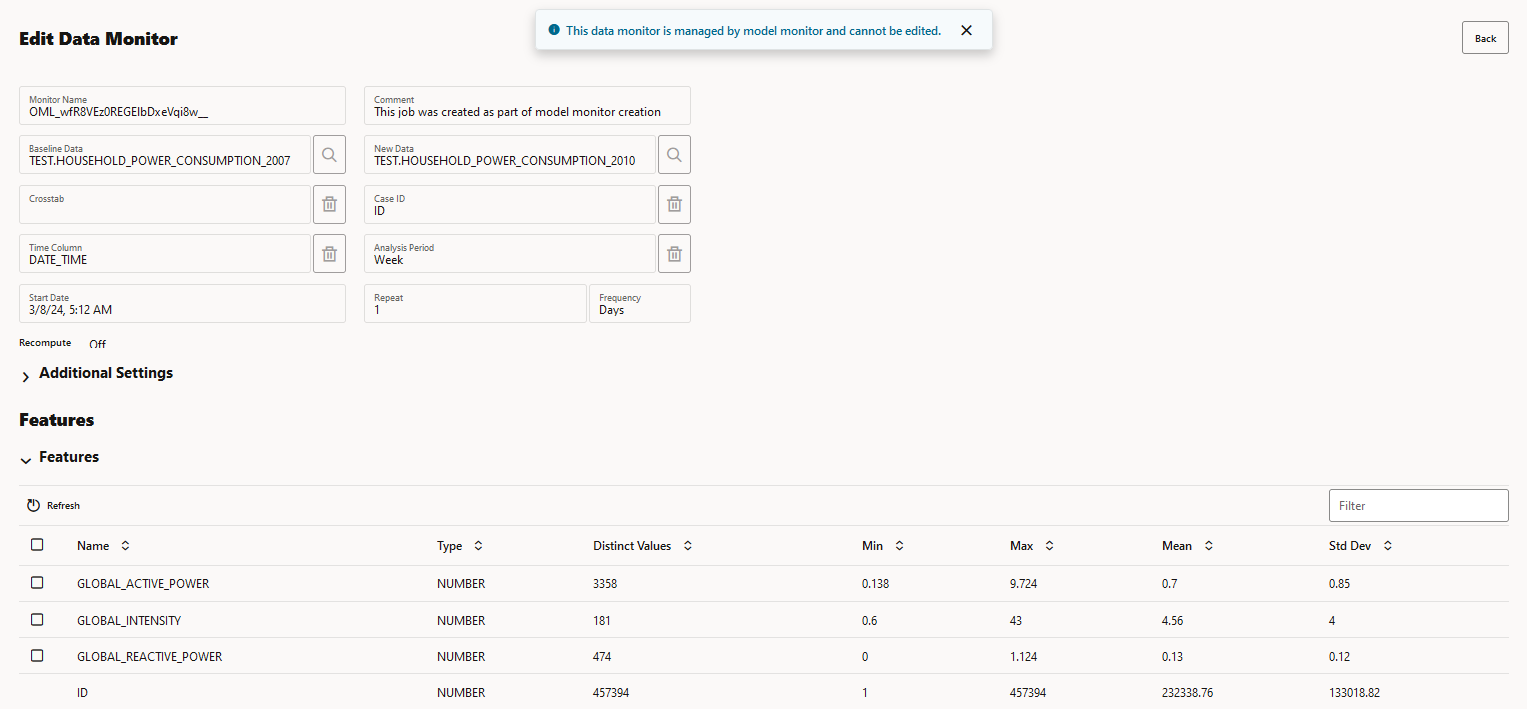 Configurações do Data Monitor