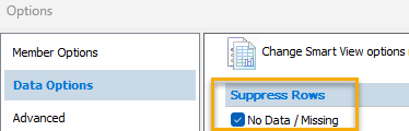 Opção de Dados do Smart View para suprimir linhas que contêm apenas #Missing Opção de Dados do Smart View para suprimir linhas que contêm apenas #Missing