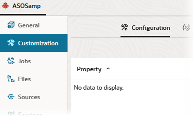 Imagem da área de configuração do aplicativo Redwood, sem propriedades de configuração adicionadas.