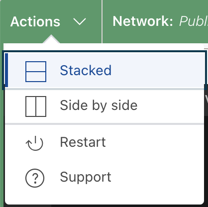 Menu de views do Code Editor