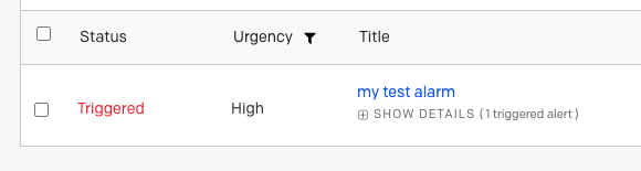 Exemplo de incidente acionado PagerDuty.