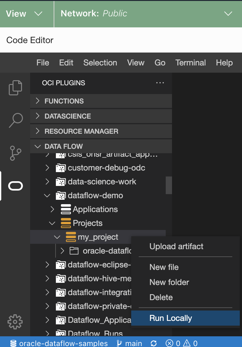SelectRun Item de menu local.