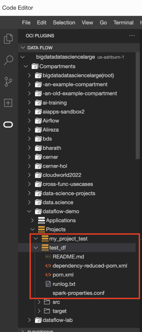 O arquivo runlog.txt é exibido sob o nome do projeto.