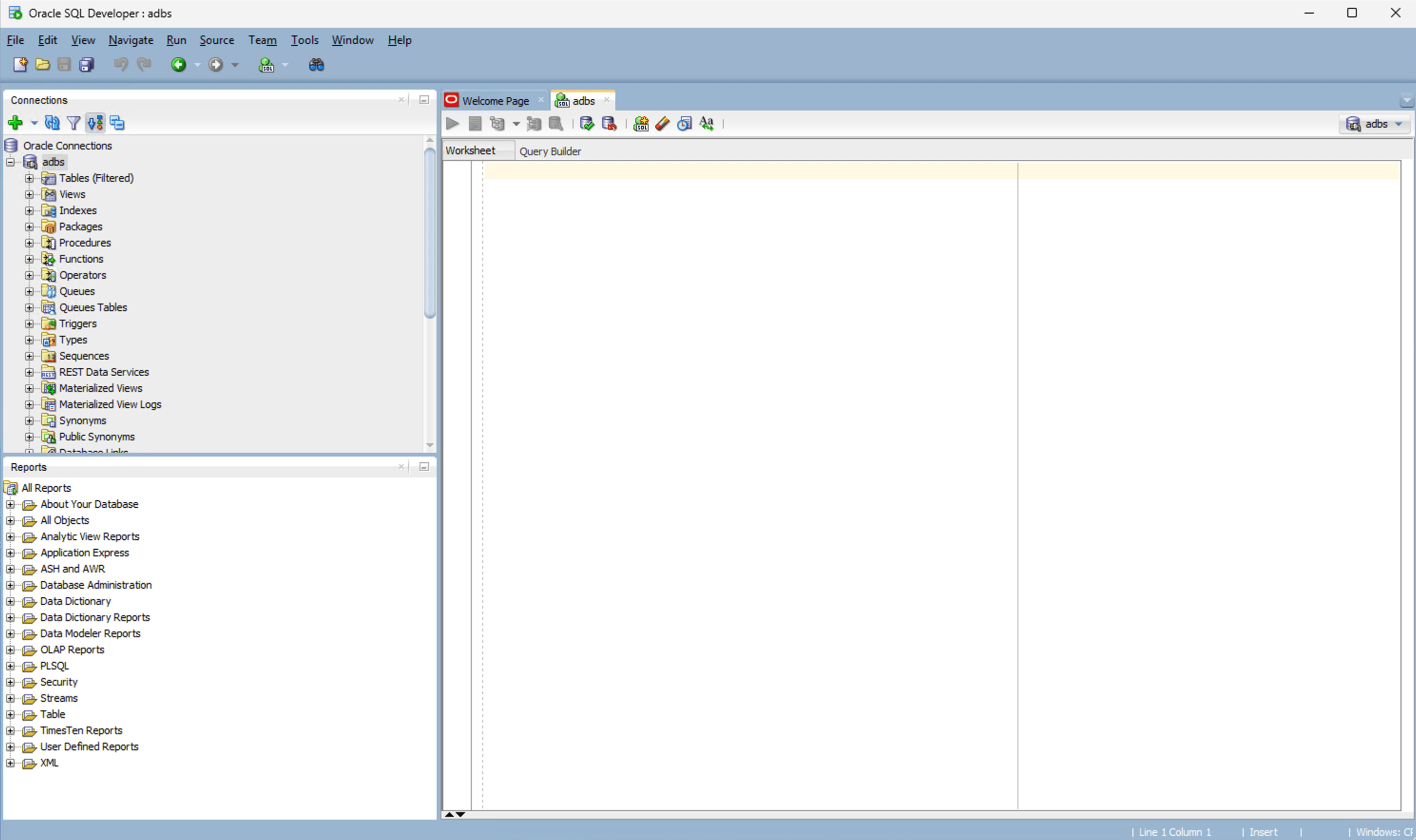 Esta captura de tela mostra como conectar o Oracle SQL Developer ao seu banco de dados.