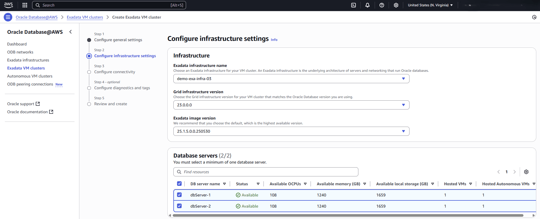 Esta captura de tela mostra a segunda parte da criação de um Cluster de VMs do Exadata. Esta captura de tela mostra a segunda parte da criação de um Cluster de VMs do Exadata.