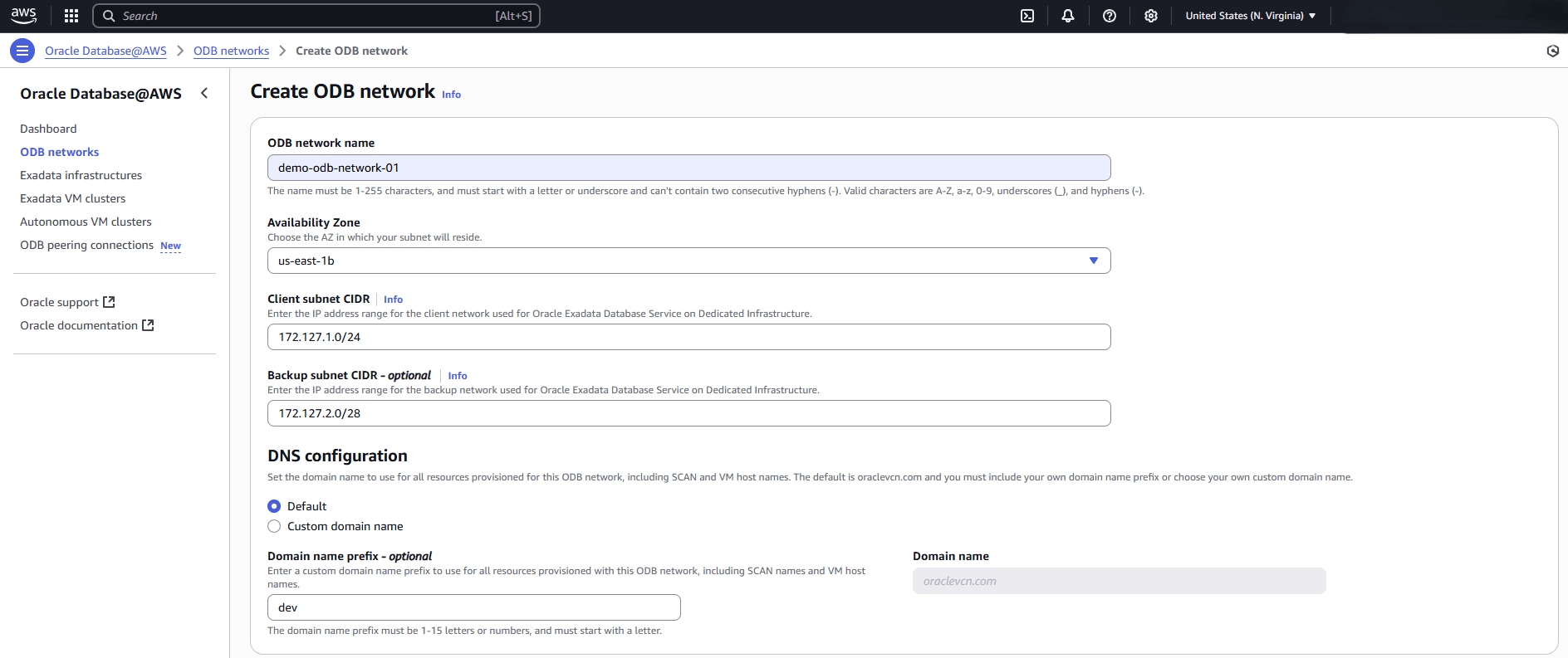 Esta captura de tela mostra a primeira parte da criação de uma rede ODB.