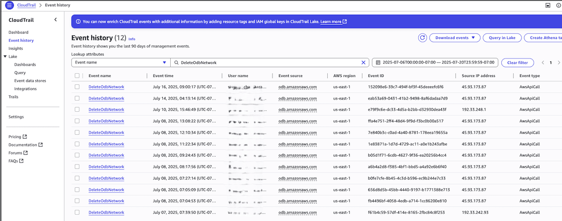 Esta captura de tela mostra como verificar o histórico de eventos.