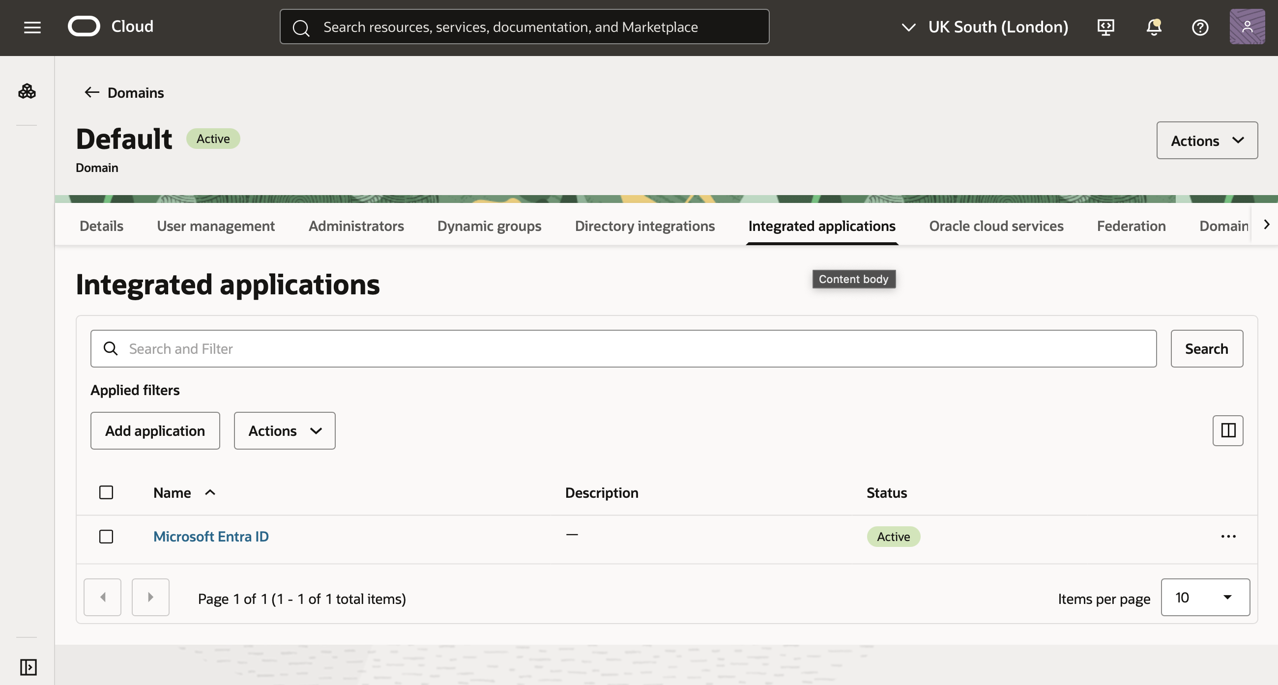 Clique para expandir Domínio padrão