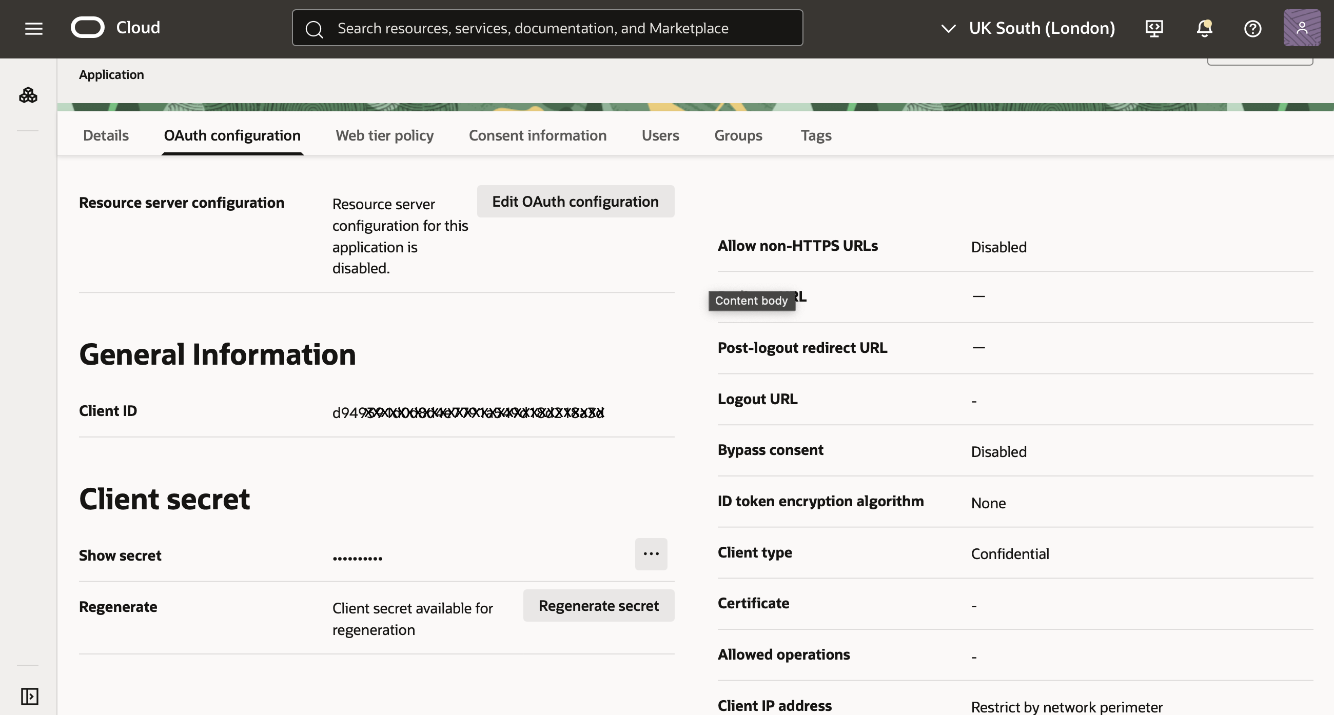 Clique para expandir Uma imagem da Console do OCI mostrando