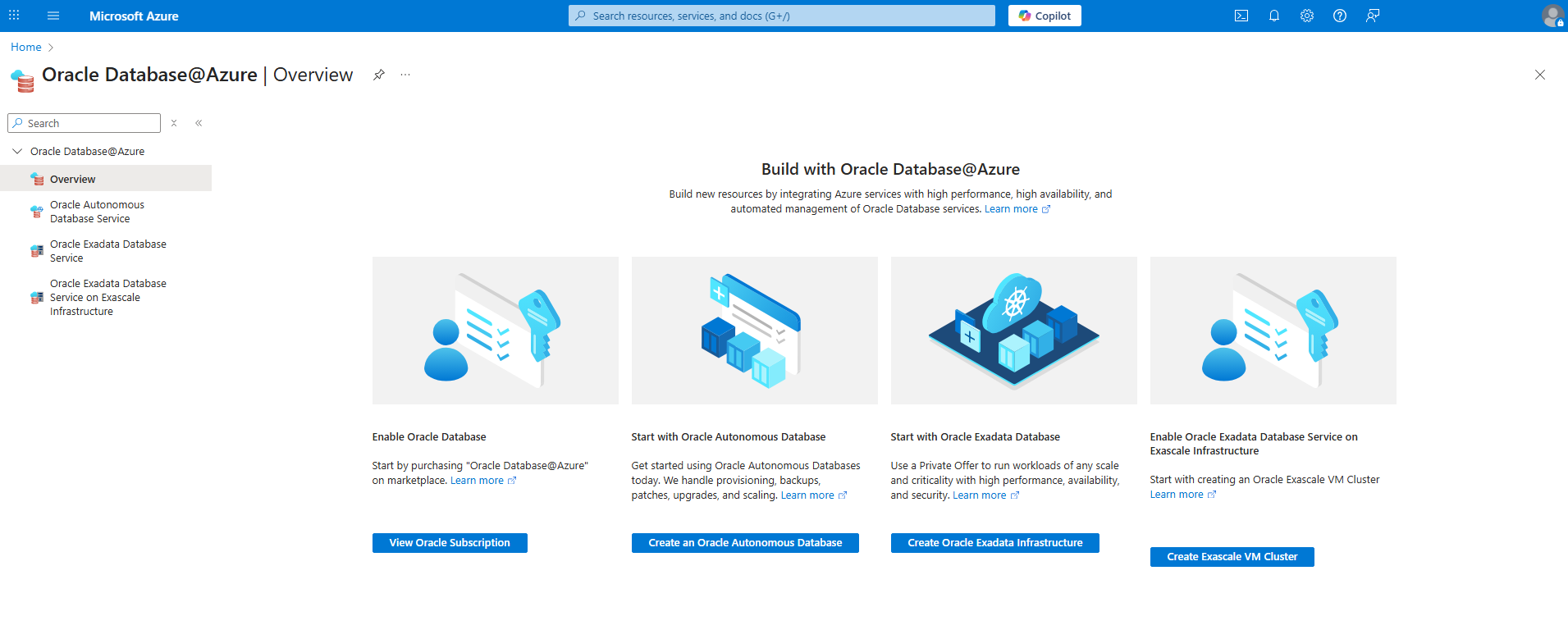 Clique para expandir Visão Geral do Oracle Database@Azure