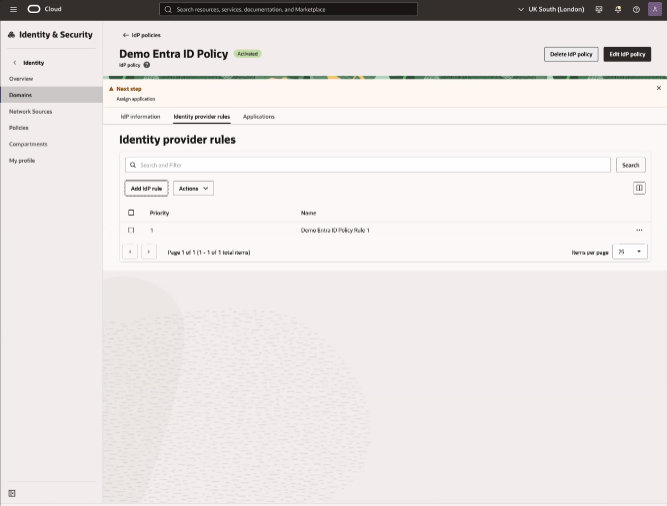 Clique para expandir Política de Demonstração EntraID