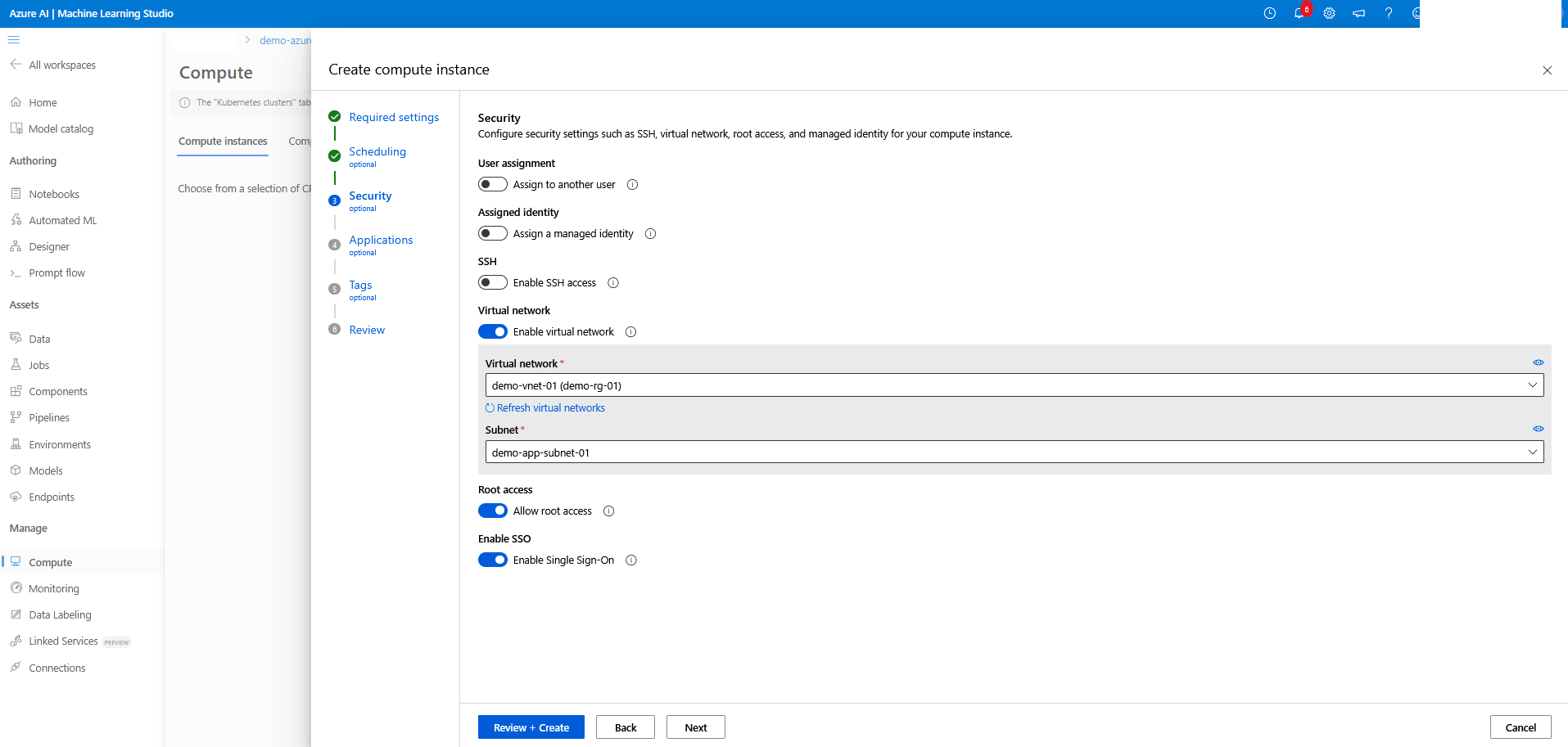 Esta captura de tela mostra como criar uma instância de computação.