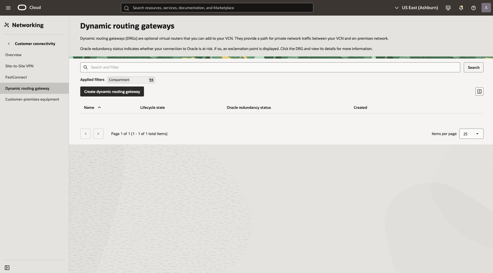 Esta captura de tela mostra como configurar a rede na região principal.
