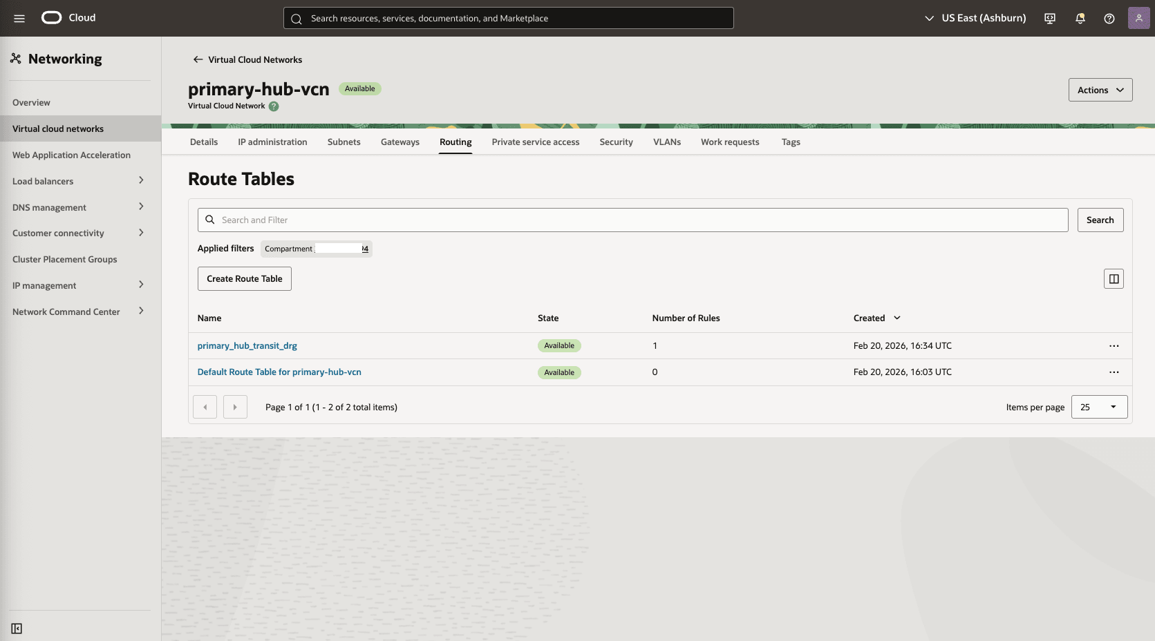 Esta captura de tela mostra como configurar a rede na região principal.