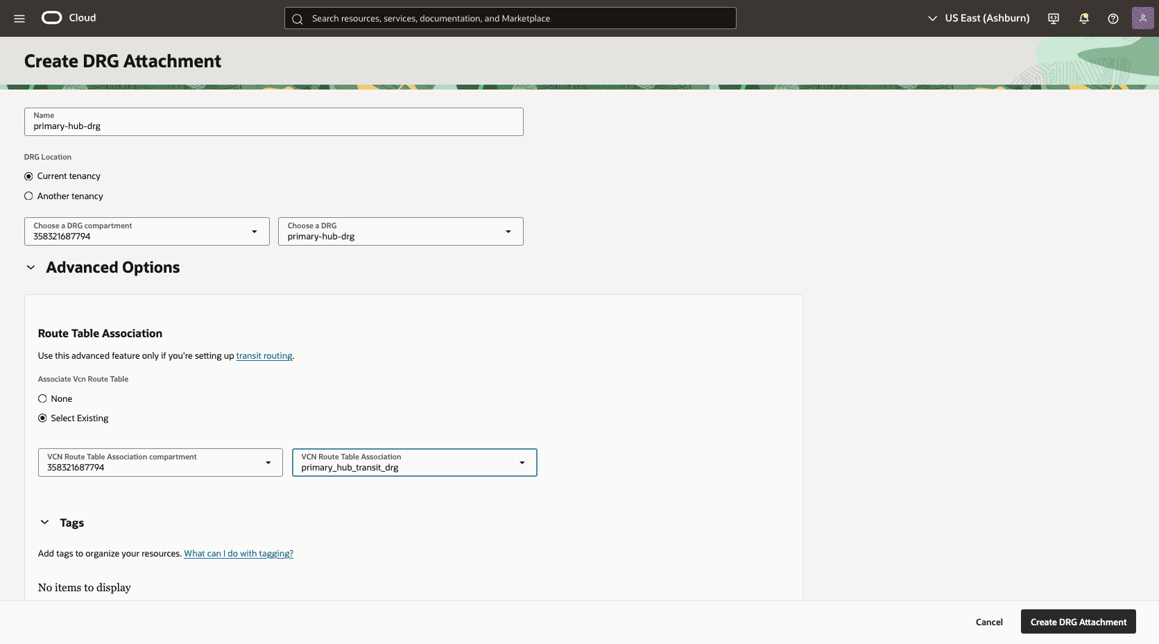 Esta captura de tela mostra como configurar a rede na região principal.