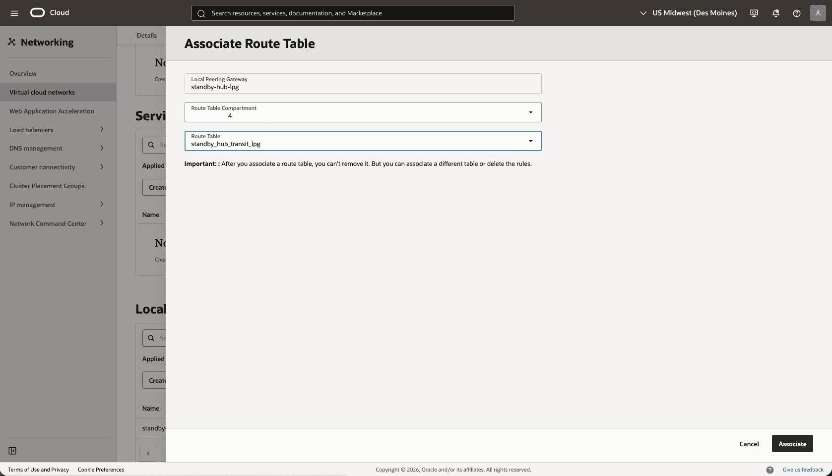 Esta captura de tela mostra como configurar a rede na região stand-by.