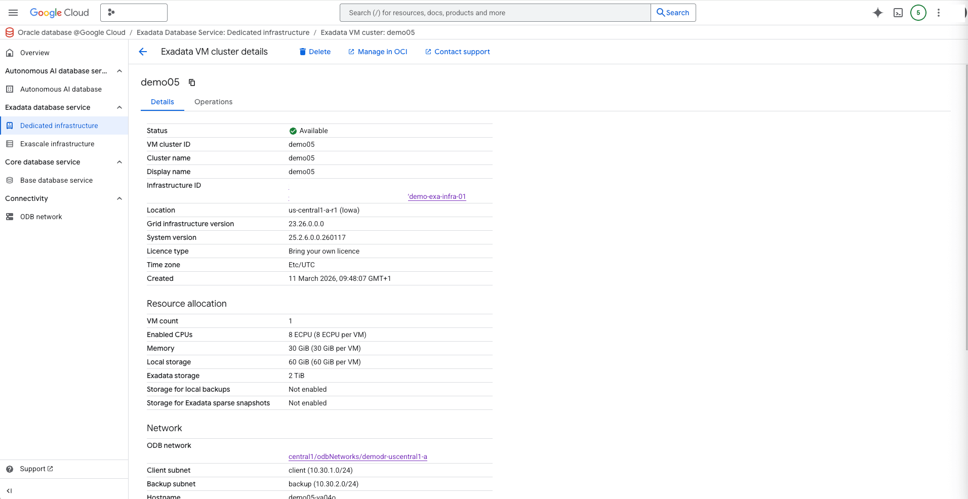 Esta captura de tela mostra como configurar a rede na zona principal.