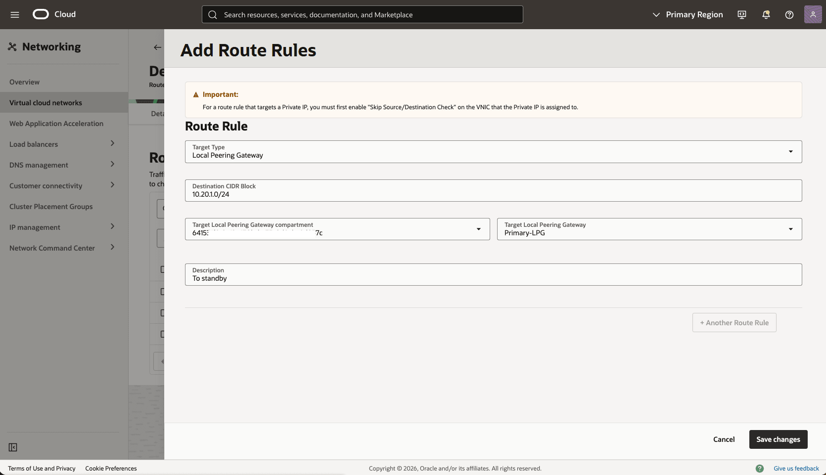 Esta captura de tela mostra como configurar a rede na zona primária.