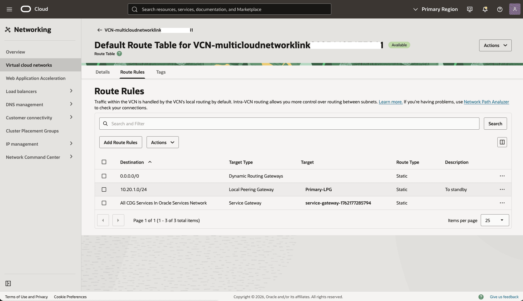Esta captura de tela mostra como configurar a rede na zona principal.