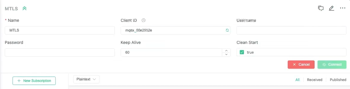 Conecte-se usando MQTTx.