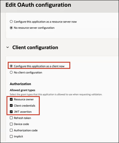 Configurar tipos de concessão permitida