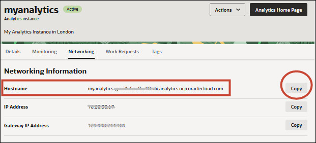 Veja a seguir a Descrição da ilustração oac-console-hostname.jpg