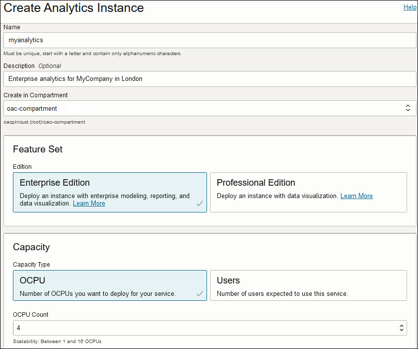 Veja a seguir a descrição da ilustração oac_create1.jpg