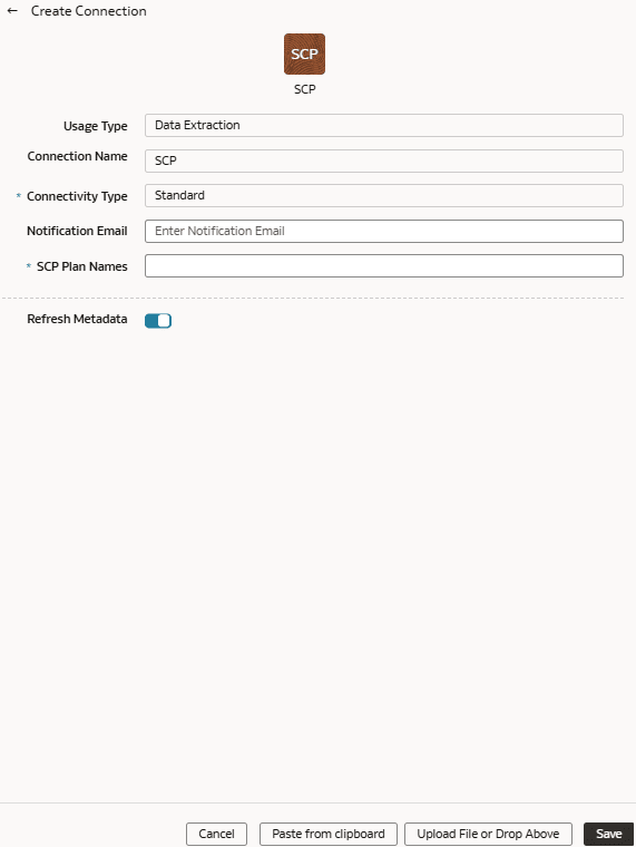 Criar conexão do Fusion Supply Chain Planning