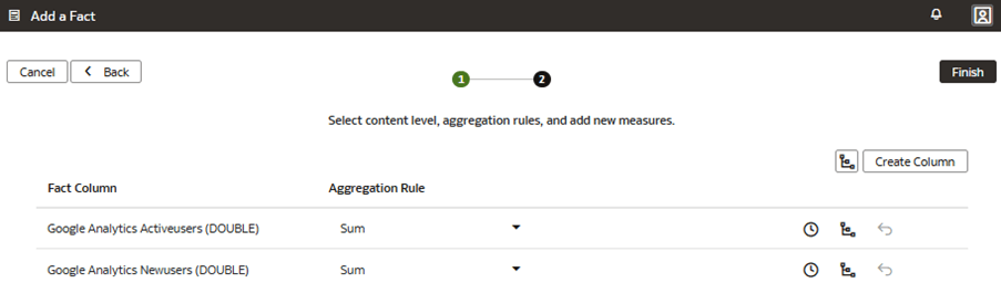 Etapa 2 do assistente na página Adicionar um Fato Etapa 2 do assistente na página Adicionar um Fato