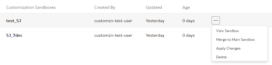 Opção Exibir Sandbox