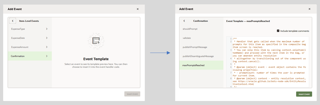 A seguir, descrição de eeh-choose-item-level-event-type.png