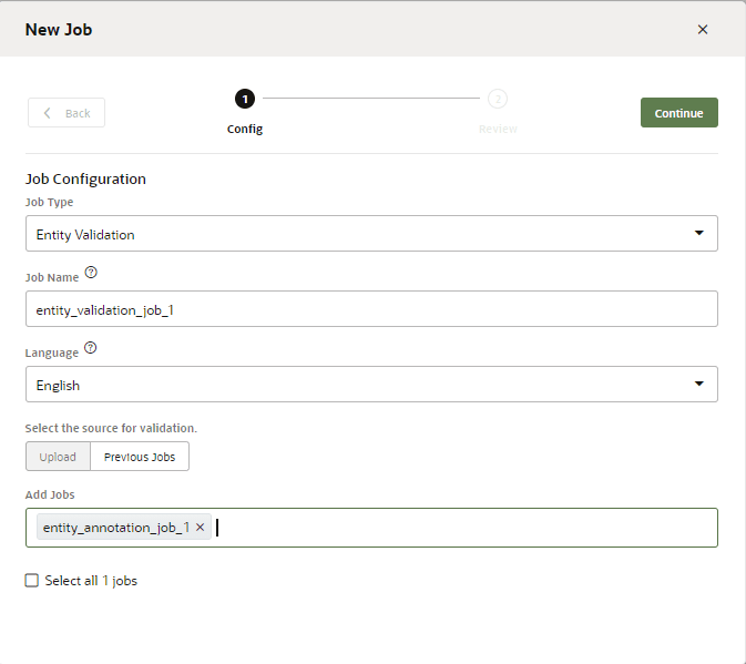 Veja a seguir a descrição da ilustração entity_validation_job_dialog.png