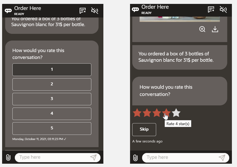 A seguir, descrição de feedback-rating-in-chat-widget.png