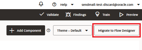 Esta é uma imagem do botão Migrar para o Designer de Fluxo Esta é uma imagem do botão Migrar para o Designer de Fluxo