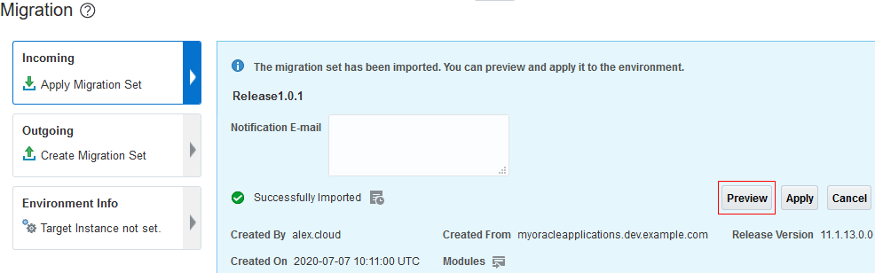 Descrição da ilustração oracleapps-imported-migrationset.png a seguir