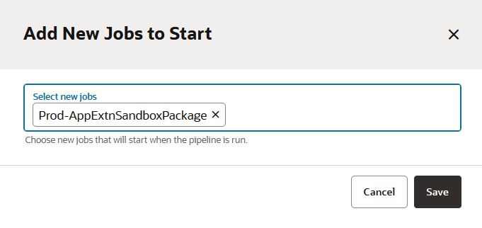 A seguir, descrição do pipeline-add-new-start-jobs-dialog.png