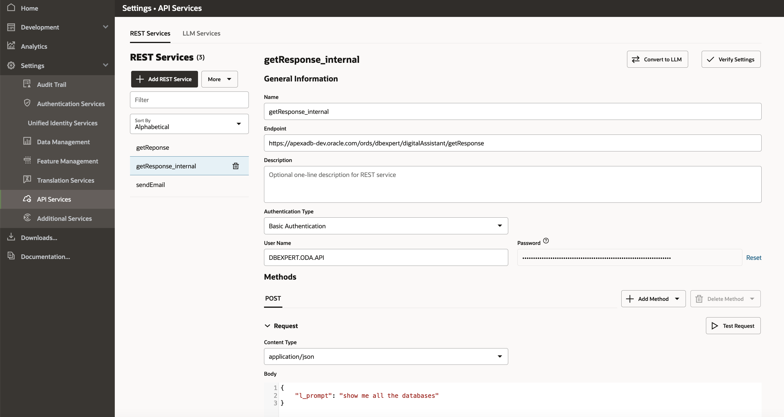 Configurando Serviços de API do Oracle Digital Assistant