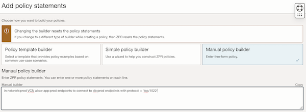 Captura de tela mostrando a instrução prod_policy. Captura de tela mostrando a instrução prod_policy.