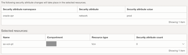 Captura de tela mostrando o resumo da seleção de atributos dos recursos protegidos por ZPR. Captura de tela mostrando o resumo da seleção de atributos dos recursos protegidos por ZPR.