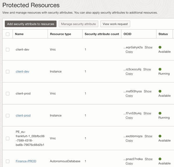 Captura de tela mostrando os recursos protegidos por ZPR. Captura de tela mostrando os recursos protegidos por ZPR.