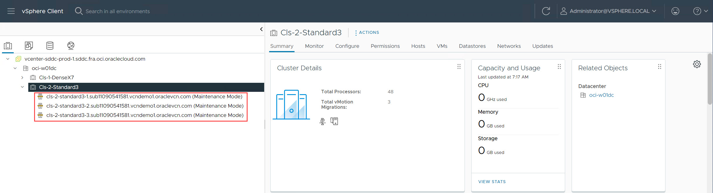 vCenter - Informar Modo de Manutenção