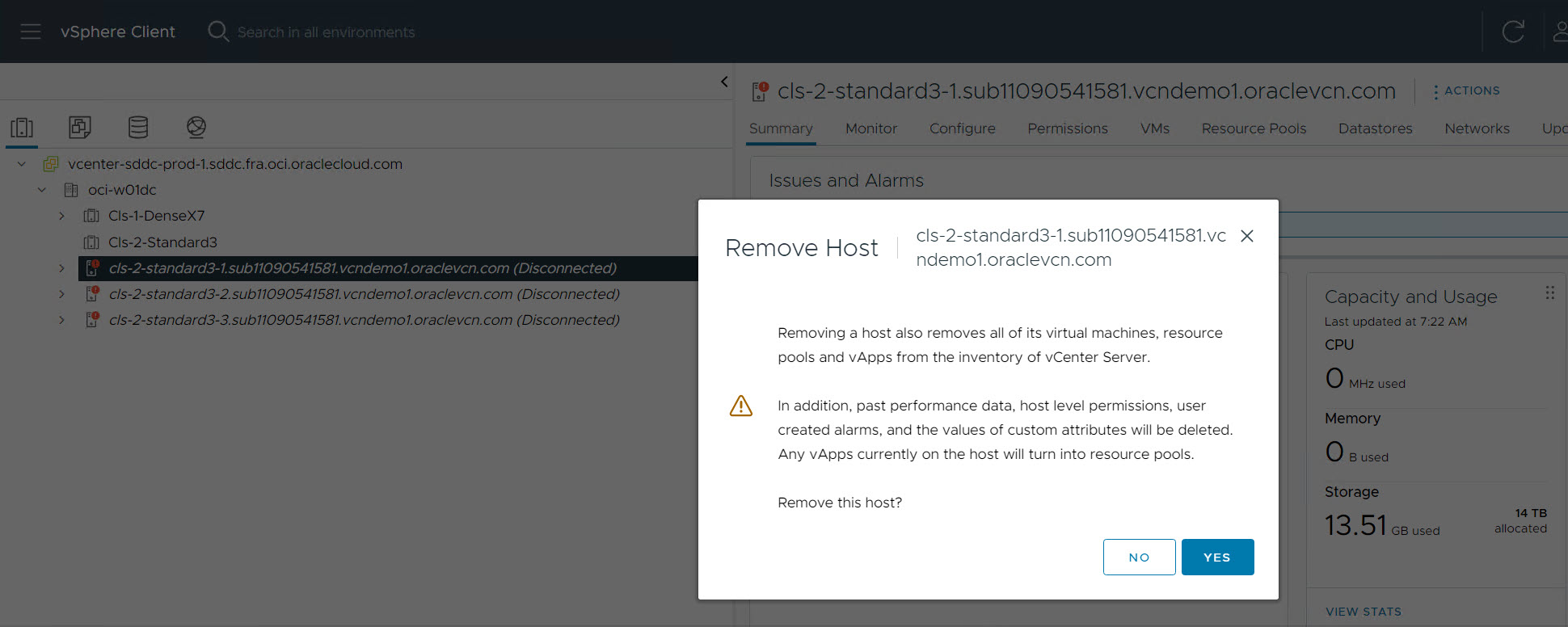 vCenter - Remover 1 host do inventário